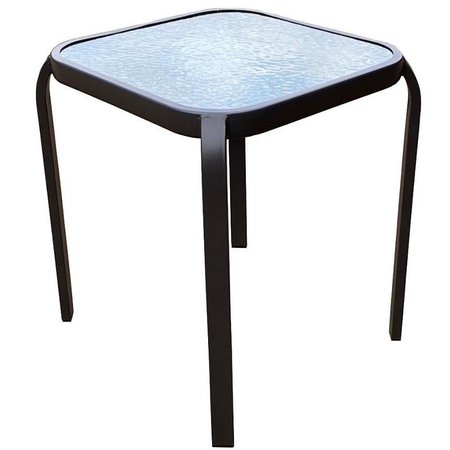 SEASONAL TRENDS Side Table, 16 in W, 5 mm D, 18 in H, Steel Frame, Square Table, GlassSteel Table 50617